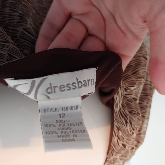 Womens 12 Dressbarn dress with belt sleeveless tan - Picture 5 of 7